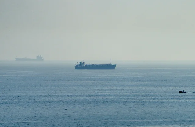 Vessels in the Strait of Hormuz, seen from Musandam, Oman