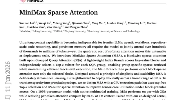 MiniMax Sparse Attention paper thumbnail