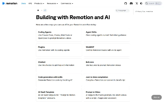 Remotion 官方的 AI 能力页