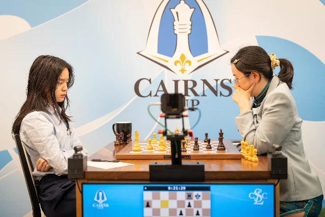 Tan Zhongyi and Alice Lee at the Cairns Cup