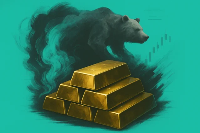 Gold bearish correction technical chart — descending channel and 200-day MA test