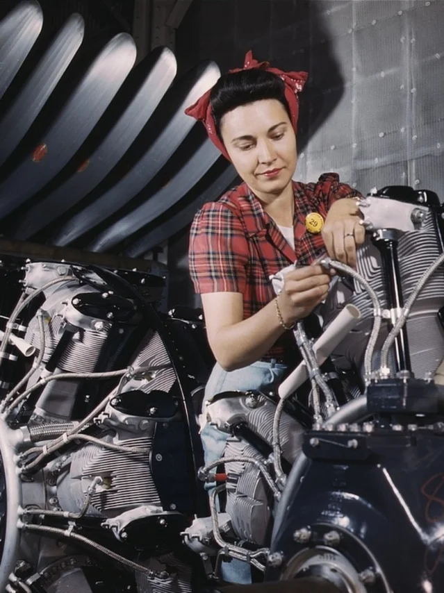 Woman at an Airplane Motor, Inglewood, 1942