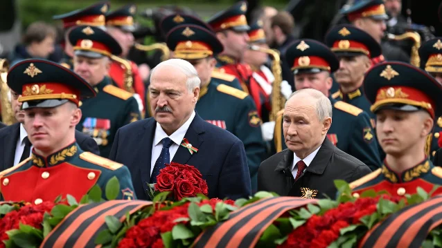 Putin and Lukashenko at the Kremlin during Victory Day on May 9, 2026