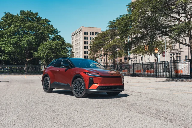 A silver 2026 Toyota C-HR XSE electric crossover