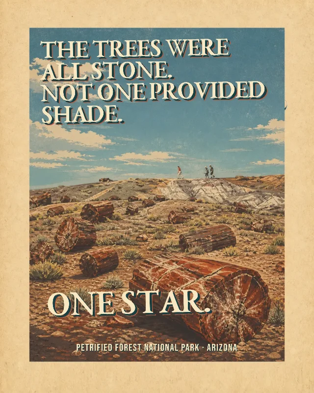 All the trees were stone. Not one provided shade. One star.