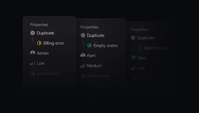 Linear issue sidebar showing duplicate issue linked beneath status