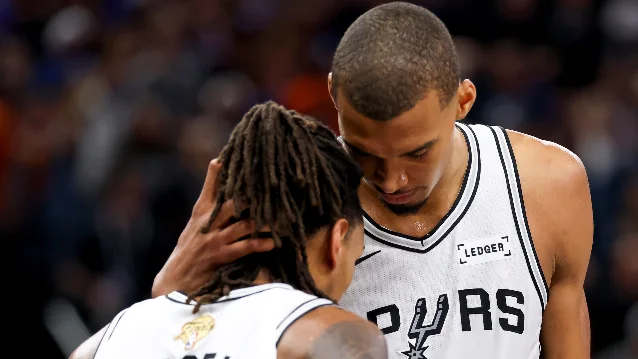 Victor Wembanyama and Devin Vassell during Game 5 of the 2026 NBA Finals