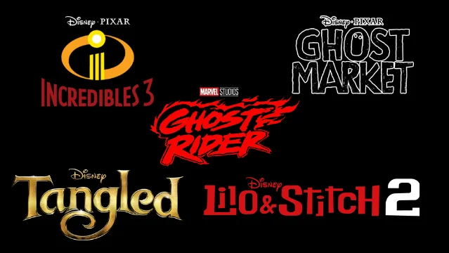 Disney and Pixar's D23 graphic for several 2028 theatrical titles