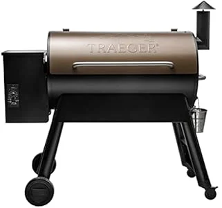 Traeger Pro 34 pellet grill in bronze finish, closed lid, on patio