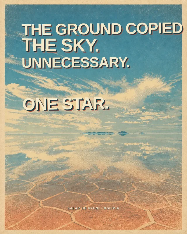 The ground copied the sky. Unnecessary. One star.