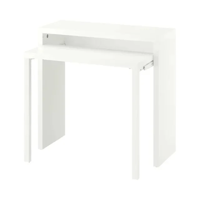LÄNGDHOPP pull-out desk showing the extended lower shelf
