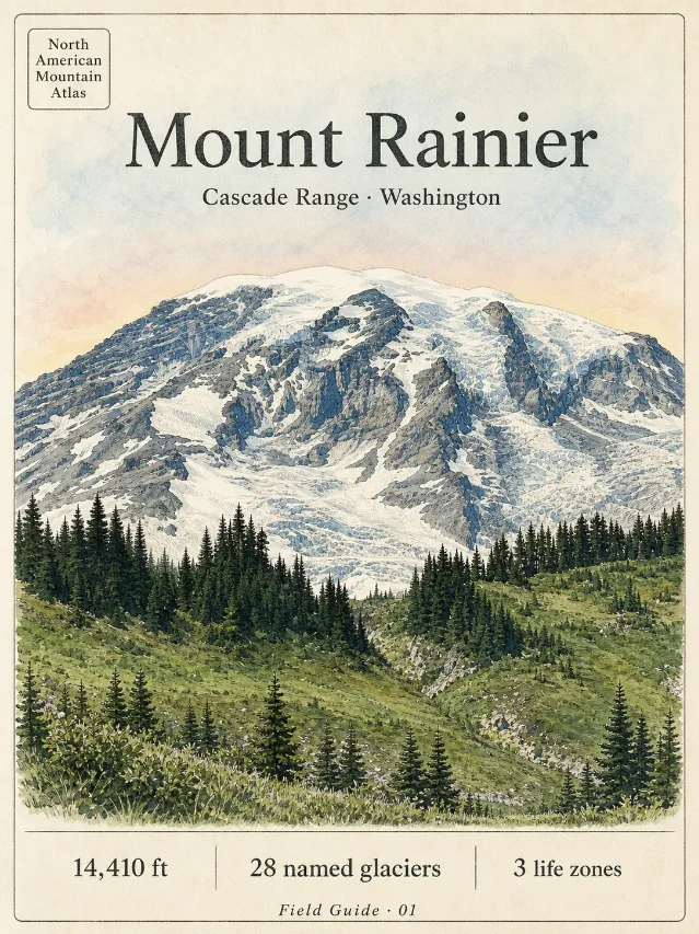 Mount Rainier: three life zones from old forest to ice