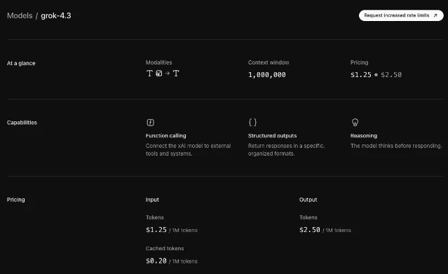 Grok 4.3 API 定价对比表