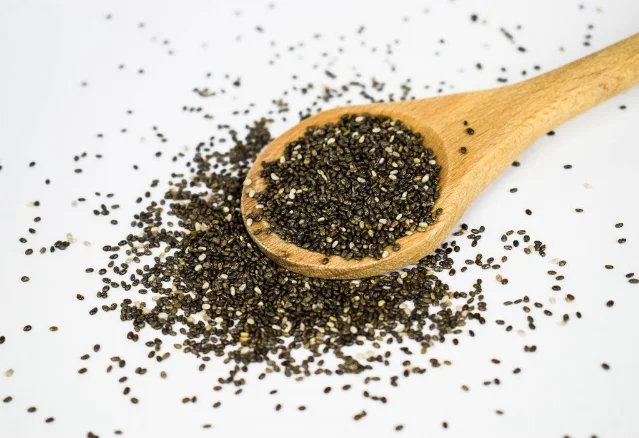 Chia seeds on a spoon