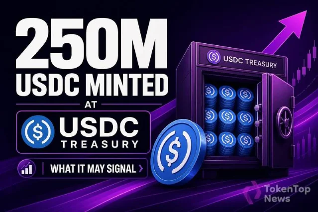 Circle minted 250M USDC at the USDC Treasury on Solana at 04:39 UTC on Jun 5