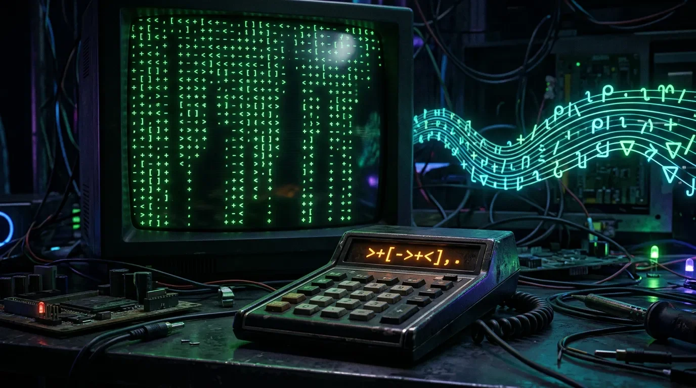 A calculator that bewilders its own author, TCP sockets in Brainfuck, and APL doing music theory