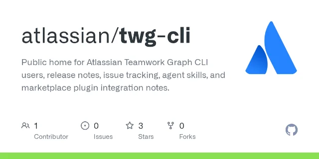 atlassian/twg-cli GitHub repository card showing 3 stars, 0 forks, Apache 2.0, Shell codebase