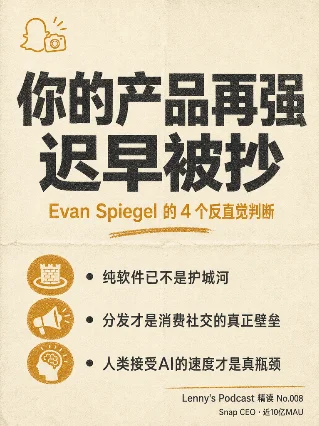 你的产品再强，迟早被抄 —— Evan Spiegel 的 4 个反直觉判断 | Lenny's Podcast 精读 No.008