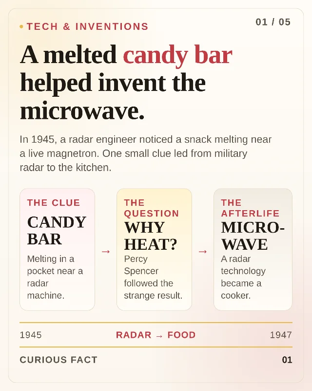 A melted chocolate bar helped invent the microwave.
