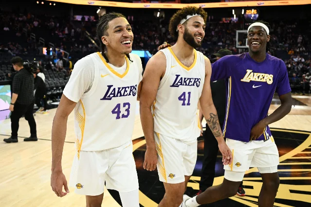 Lakers Summer League players after a win