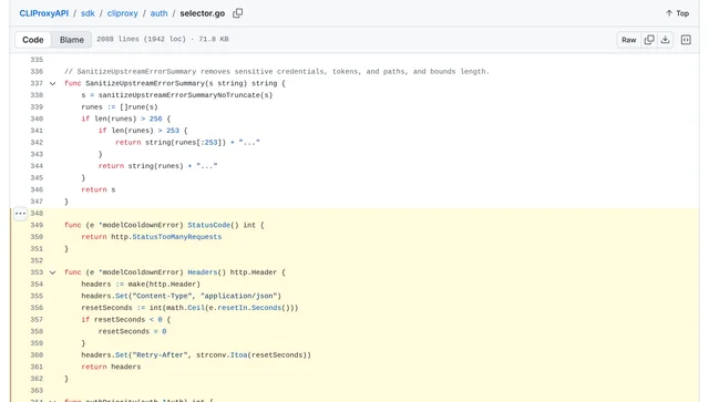 CLIProxyAPI v8.0.29 的 selector.go 第 335 至 362 行源码