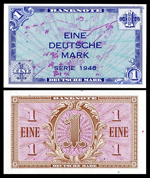 The first Deutsche Mark banknote, Series 1948