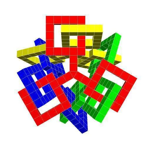 All 5 Platonic solids, interlocked. CC BY-SA, free today.