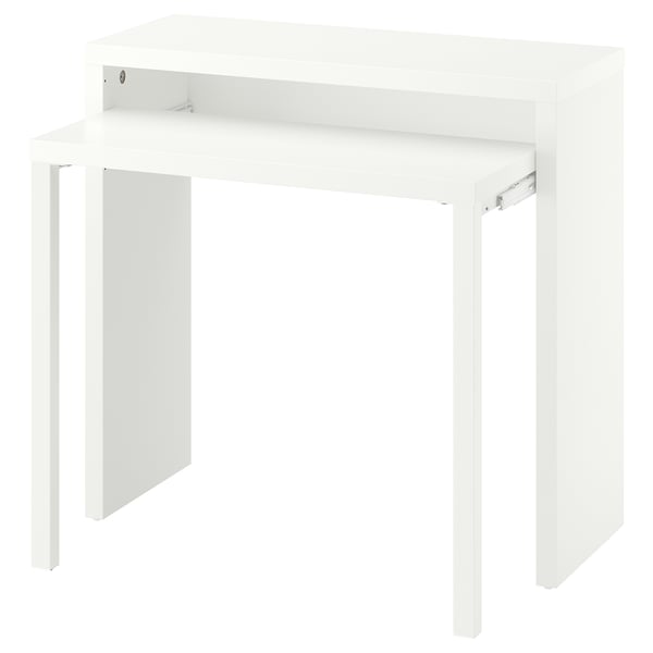 IKEA LÄNGDHOPP white pull-out desk with extension leaf pulled out