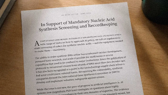The biosecurity open letter, June 2026