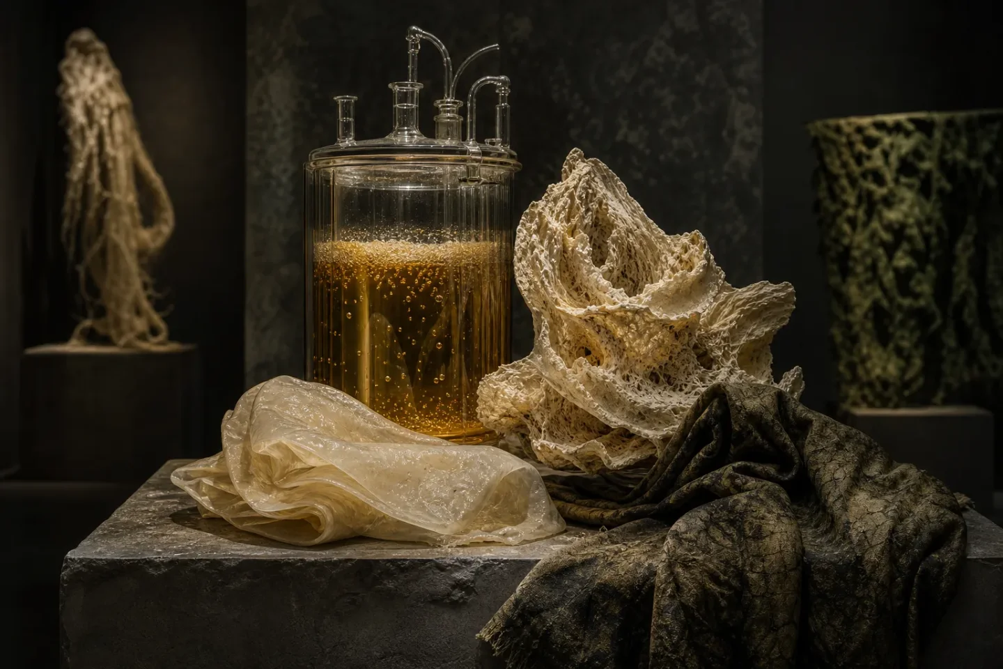 When microbes take shape: five bio art works built from cultures, fungi and living fibres