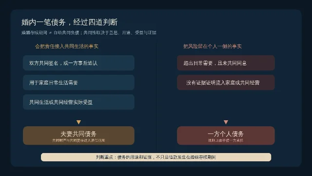 婚内债务从事实走向共同责任或个人责任的判断图