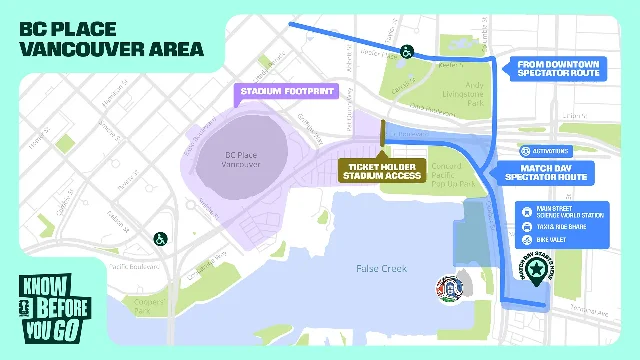 BC Place 比赛日观众路线示意图