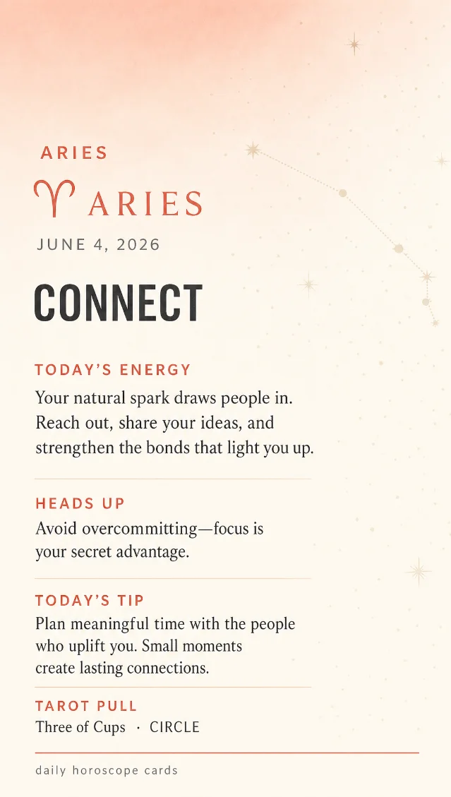 Daily Horoscope Cards — June 4, 2026 · All 12 Signs