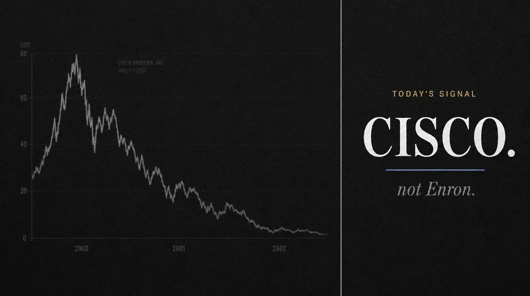 Burry: Nvidia is "clearly Cisco" — not Enron