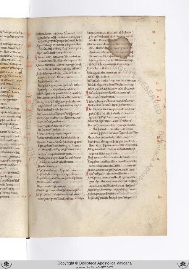 Folio 10r — early dictionary entries in two-column Gothic layout