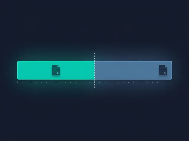 Billing cycle timeline split into partial invoice and end-of-cycle invoice segments