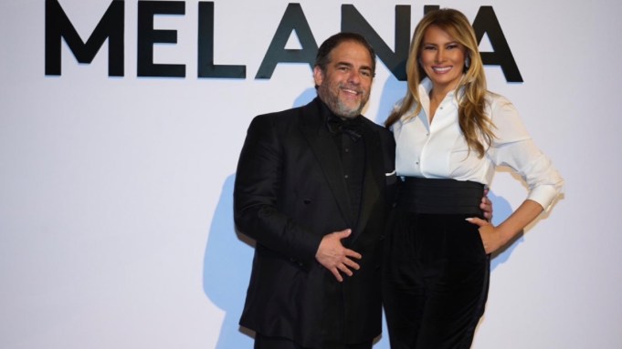 Brett Ratner and First Lady Melania Trump at the Melania documentary premiere, January 2026.