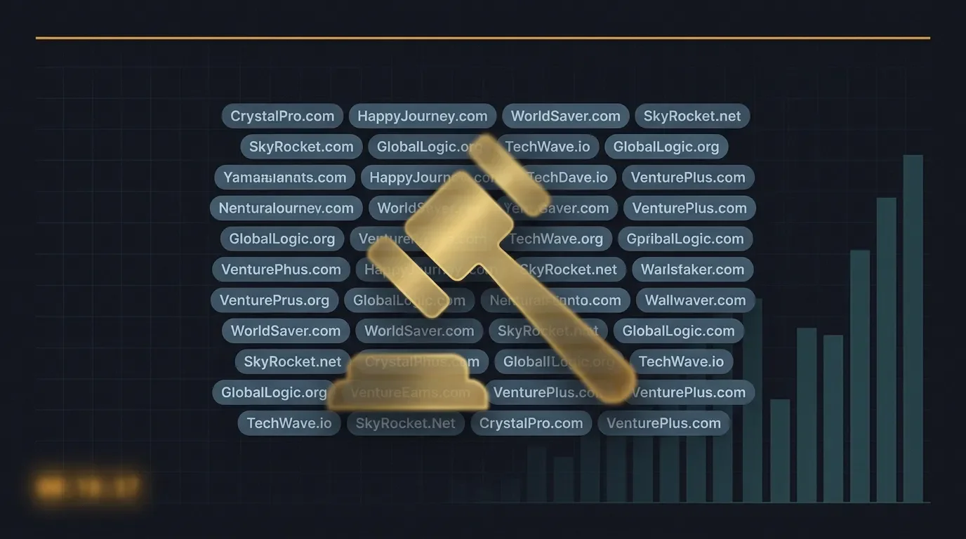 Five picks during the GoDaddy Q2 premium flood — June 9 domain auction screen