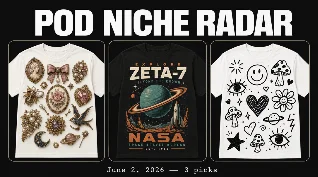 POD Niche Radar — Brooch Aesthetic, Aliencore, Naive Doodle Art