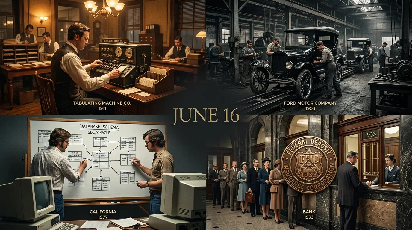 June 16 in business history: Ford's third attempt, IBM's unlikely merger, a bank-run cure FDR opposed, and the CIA's database