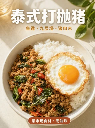 泰式打抛猪：鱼露九层塔猪肉末，15分钟国民快炒