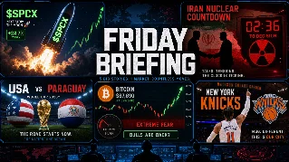 June 12 Briefing — $SPCX trades NOW, Iran deal in limbo, USA opens World Cup tonight, FISA expired, and Bitcoin vs crypto fear
