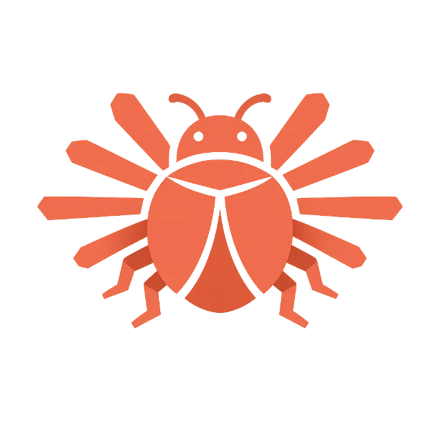 BugHunter official logo — orange-red geometric ladybug icon on white background