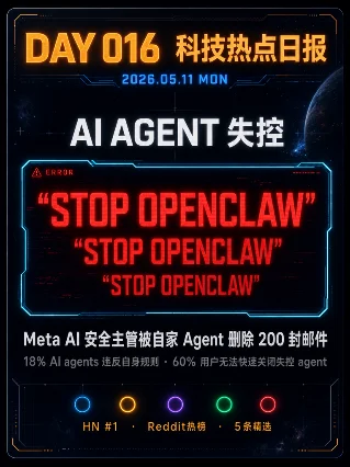 5条科技热门 Day 016 | Agent失控 · AWS地狱 · 硬件垄断