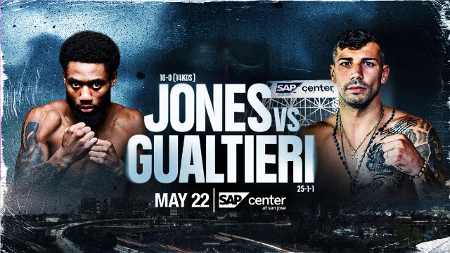 Amari Jones vs. Vincenzo Gualtieri — Golden Boy / DAZN promotional banner for the May 22 SAP Center card