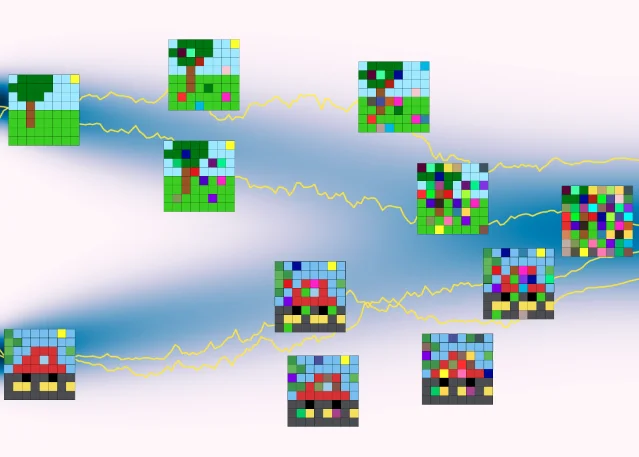 AsyncPatch Figure 1: comparison of four sampling schedules — traditional (all patches same noise), autoregressive (raster-scan noise decay), inpainting (known region stays clean, unknown region denoises), adaptive (uncertainty-guided) — with example forward diffusion paths showing spatially varying noise levels across patches