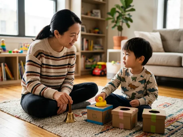 孩子听到名字后看向家长