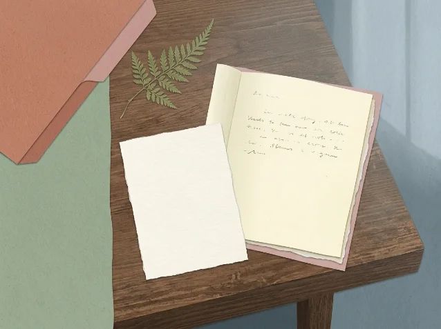 A small note beside a draft page