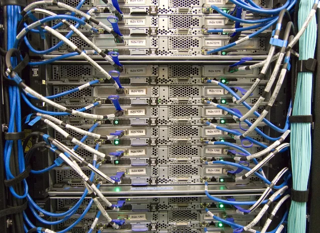 Dense cable and server infrastructure inside a modern data center