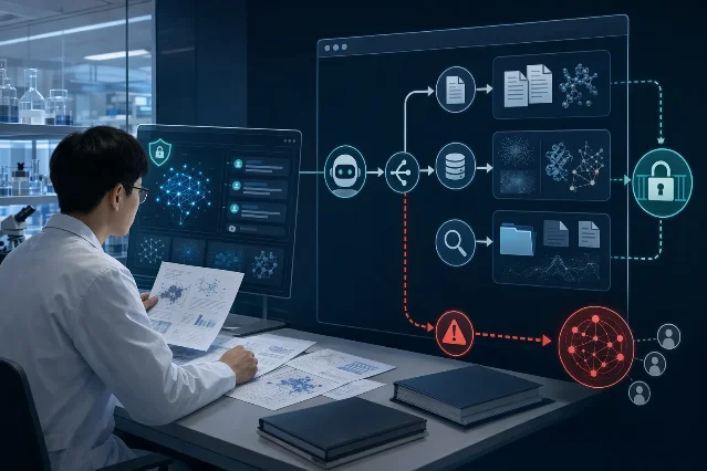 研究人员在受控 AI 工作区处理未发表材料，外部网络路径被权限闸门拦截